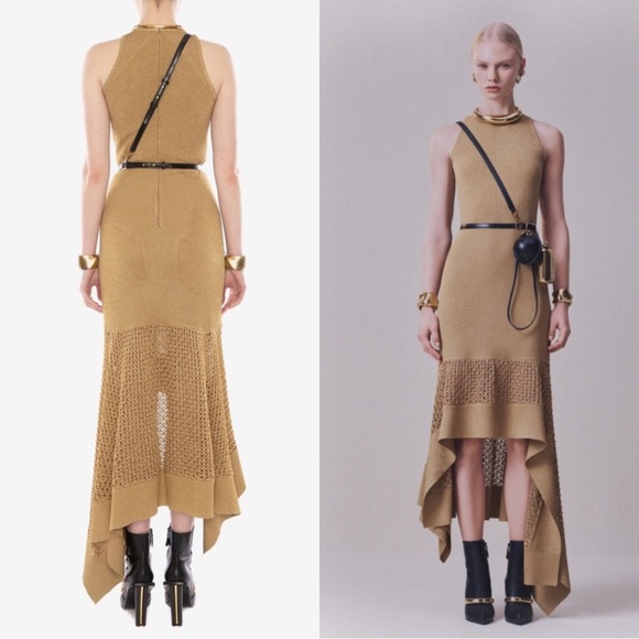 Alexander McQueen PRE- A/W ‘20 Gold Knit Midi Dress